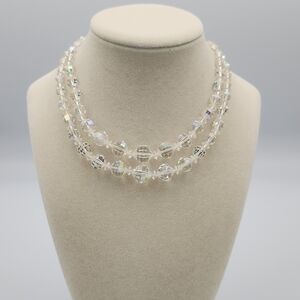 Elegant Vintage 50s 60s Aurora Borealis Crystal Beaded Necklace